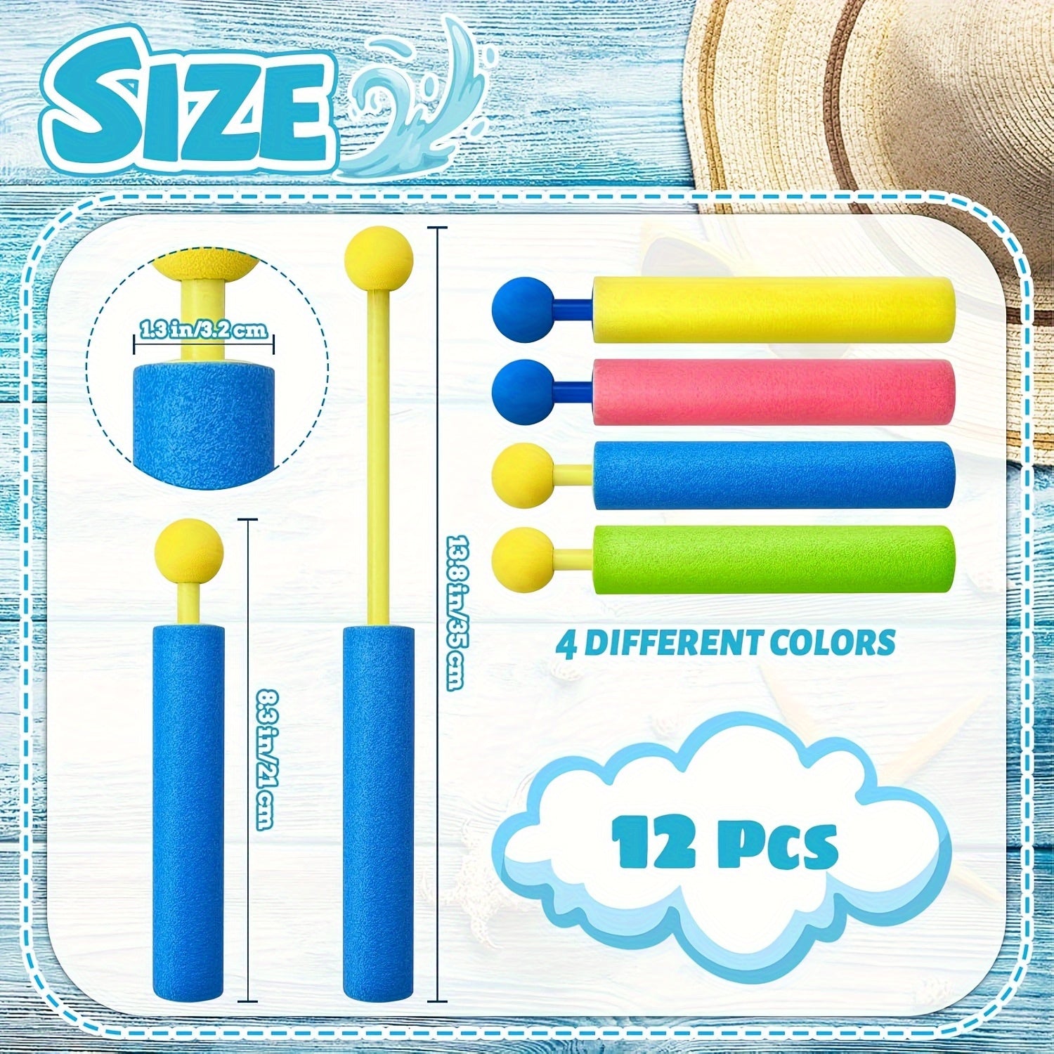 Water Gun, 6/12/18 Pack Water Soaker Blaster Guns, Colorful Foam Shaft Squirt Guns for Swimming Pool, Beach, Summer Party, Outdoor Water Activities, Summer Water Fighting Toys