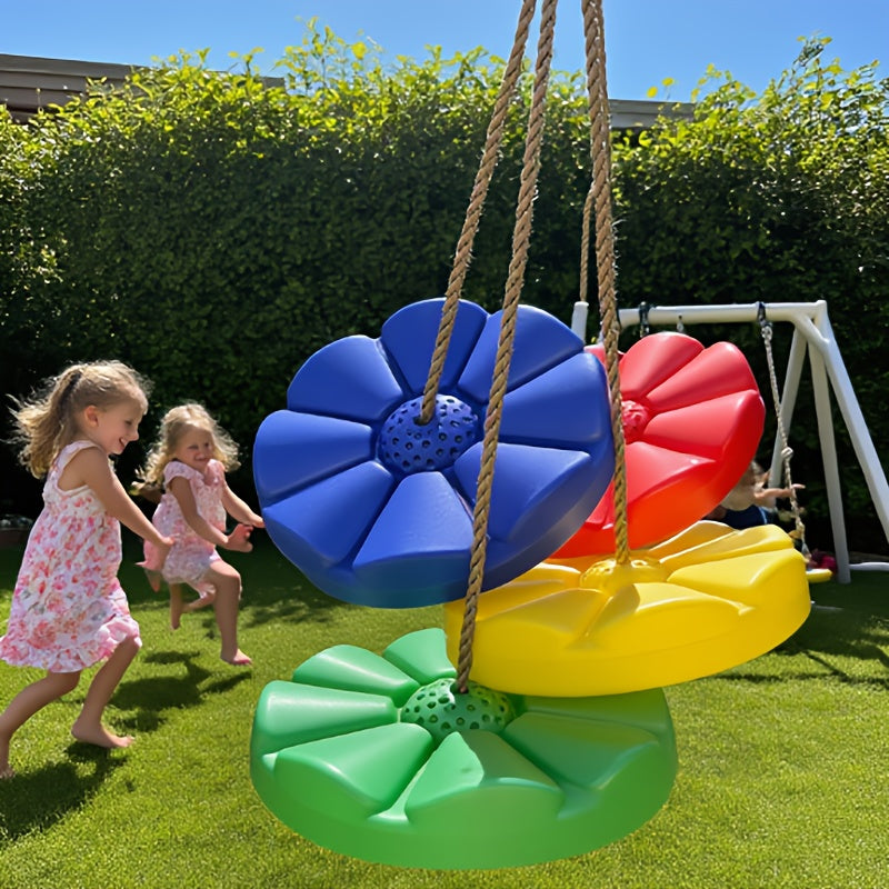 2pcs Single Style Thick Swing, Outdoor Fitness Flower Shaped Fun Swing, Diameter 11.8in Adjustable Rope Length 78.7in, Suitable for Amusement Parks/courtyards