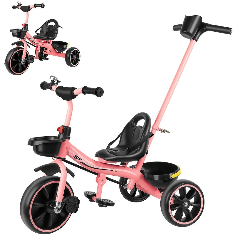Tricycles For 18 - 60 Months, Toddler Bike, Birthday Gift And Toy For Boys And Girls, Toddler Tricycle With Parent Push Handle, Trike With Backrest And Safety Belt, Pink, For Day
