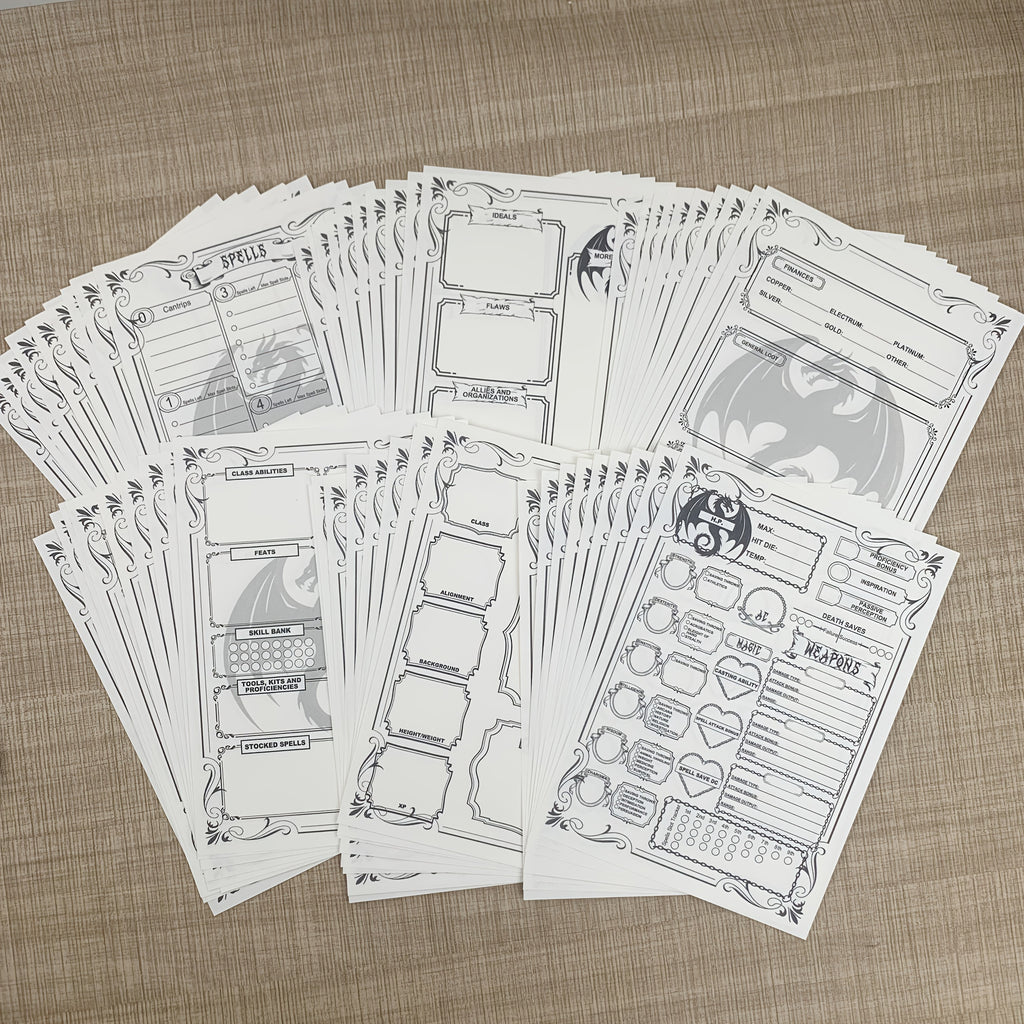 Detailed Character Tracker Sheets, Spell Sheet for Dnd 5e Campaign Player Journal, for Role Playing Games, 60 Pages A5(5.8inchx8.3inch)