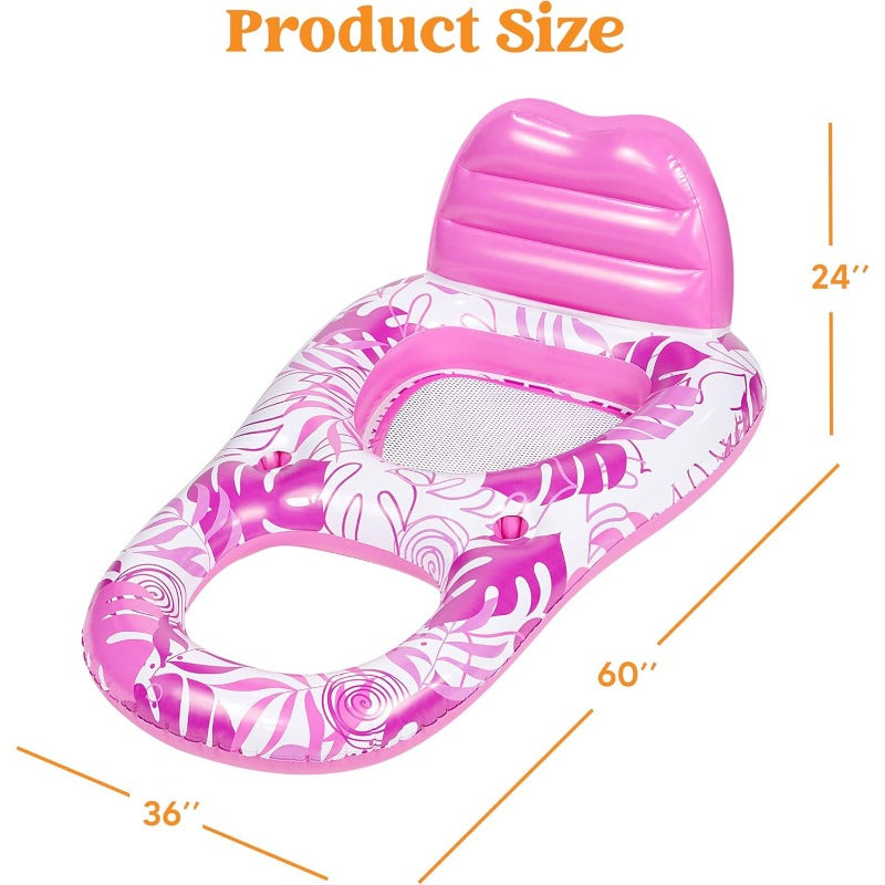 SYNCFUN Inflatable Pool Floats Lounger Adult, Pool Float Lounge Raft Floaties Water Floating Recliner Chair with Cup Holders Foot Rest Swimming Floaty, Suitable for Summer Water Party Games & Activities