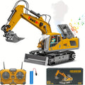 Remote Control Excavator Construction Toys For Boys, 1200mAh RC Excavator Toy With Metal Shovel & Light, 13CH Excavator Toys For Boys 8+ Year Old Kids 2024 Christmas Birthday Gift, 120+Mins