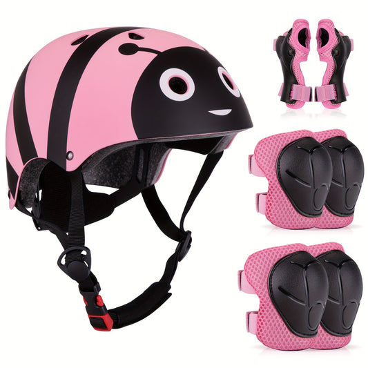 Lightweight Helmets for Children Aged 5 And Above, Suitable for Boys And Girls, Including Protective Gear for Various Sports. This Set Features a Bike Helmet Along with Knee And Elbow Pads for Safety While Cycling