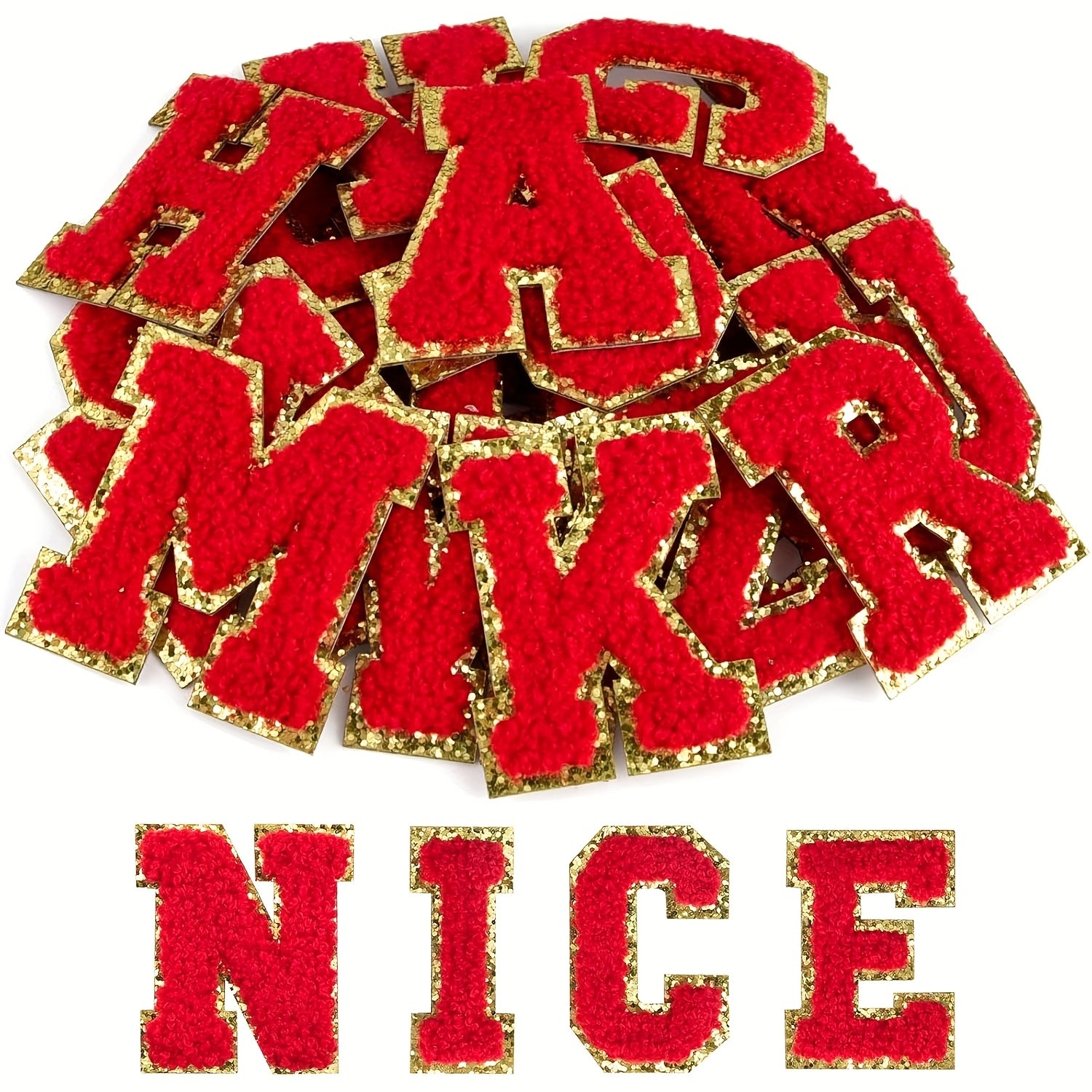 26pcs Self Adhesive Letter Patches Chenille Letters Stickers, A-Z Embroidered Applique Patches Alphabet Cloth Patch for Clothes, Bags, Hat, Phone Case, DIY Accessories