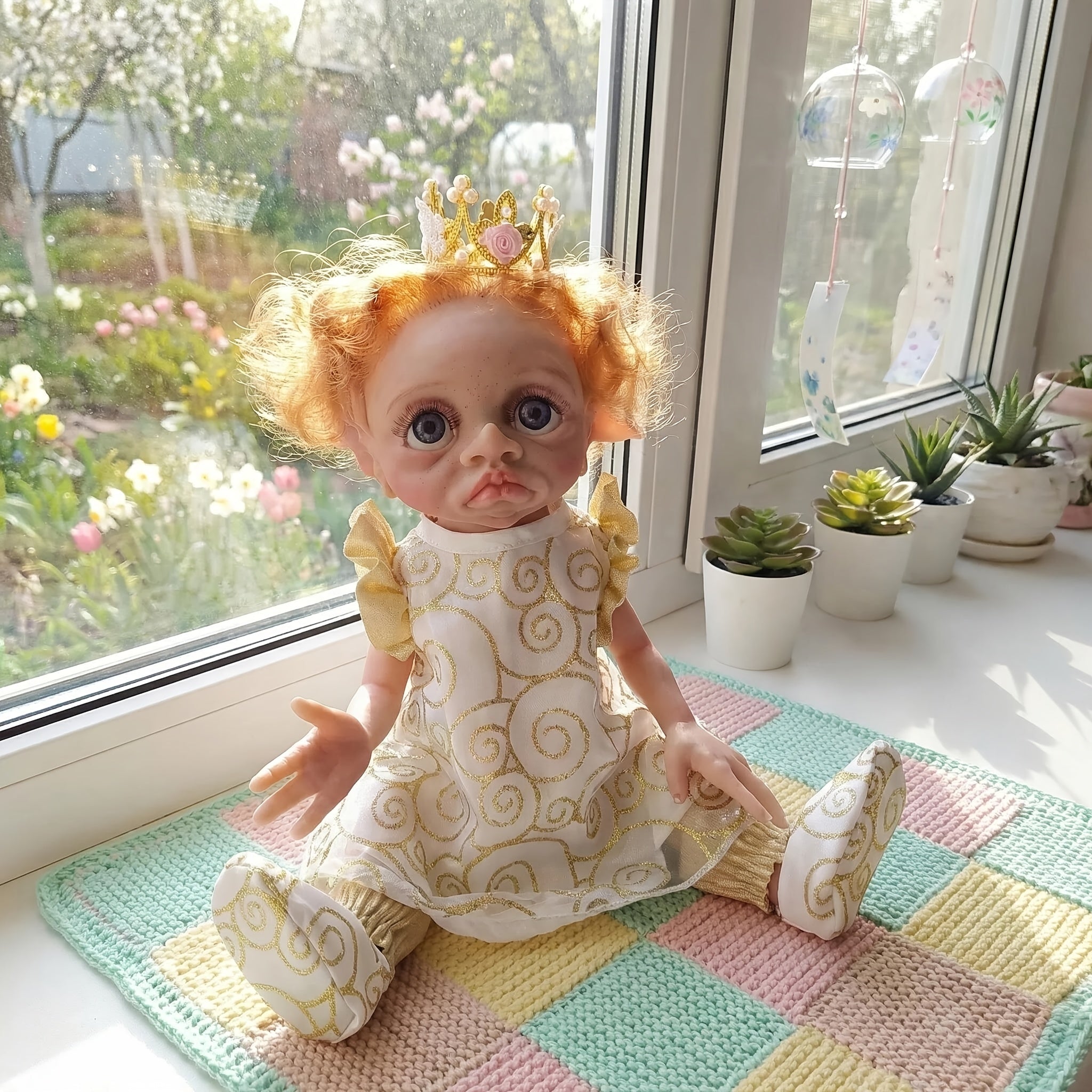 15 Inches/ 38Cm Soft Vinyl Reborn Doll Fully Hand Painted Fairy Elf Collectible Art Doll, Halloween/ Thanksgiving Day/ Christmas Gift Carnival Easter Gift