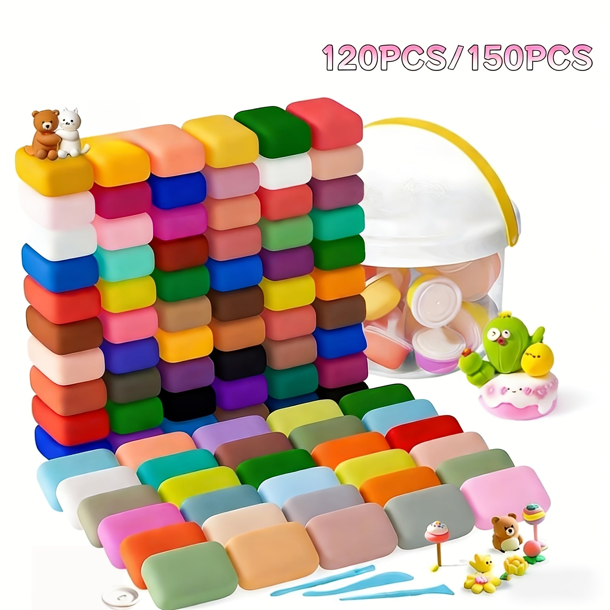 [120/150pcs Ultra-Light Clay Deluxe Set]36 Boxes + 114 Bags In Abundant Combination, 36 Vivid Metallic Shades for Free Mix & Match! Easy to Mold, Quick to Dry And Shape Well. Perfect for DIY Art Projects, Funny Clay Figure Making