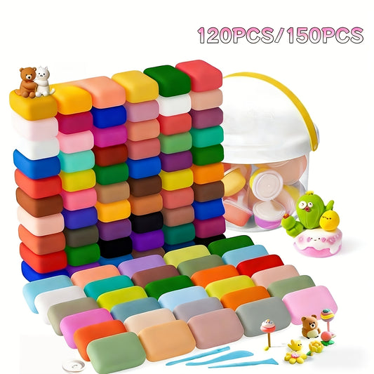 [120/150pcs Ultra-Light Clay Deluxe Set]36 Boxes + 114 Bags In Abundant Combination, 36 Vivid Metallic Shades for Free Mix & Match! Easy to Mold, Quick to Dry And Shape Well. Perfect for DIY Art Projects, Funny Clay Figure Making