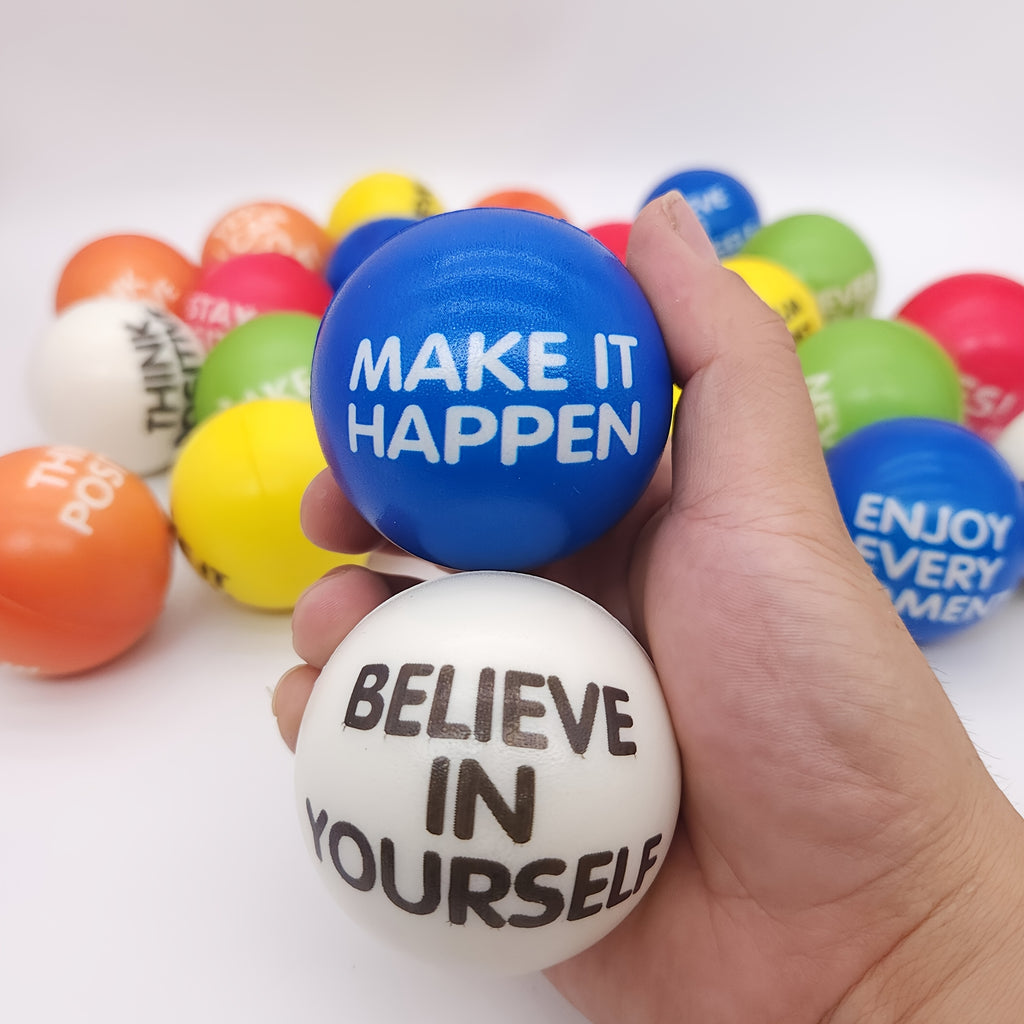 [Inspirational Sponge Balls] 30-Pack Inspirational Slogan Sponge Balls | 6.3cm Diameter, Classroom, Office, Team Building, Encouragement Reward, Creative Fun Hand Fitness Relaxation Ball, Party Event, Christmas Gift