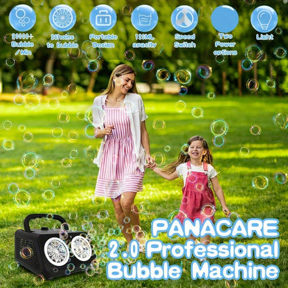 Electric Bubble Maker for Kids, Producing Over 20, 000 Bubbles Per Minute with Dual Fans, Includes 10X Bubble Solution, Ideal for Outdoor Play