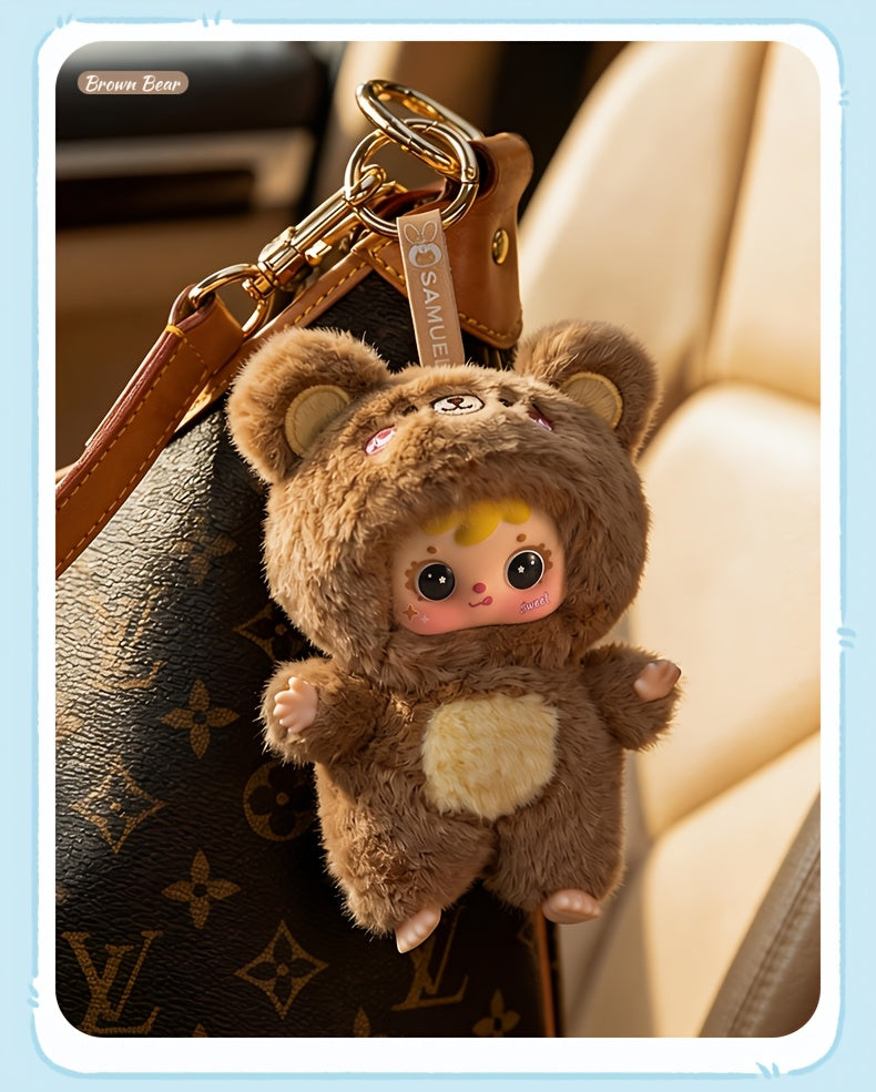Samuel Cute Pet Series Plush Healing Doll, Cute Rabbit, Bear, Mianyang Shaped, Comes with Hanging Accessories And Birthday Gifts, Style Random 1pc