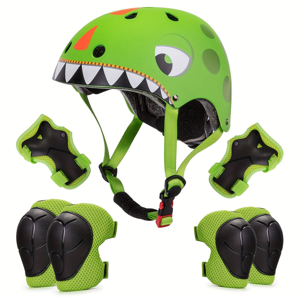Lightweight Helmets for Children Aged 5 And Above, Suitable for Boys And Girls, Including Protective Gear for Various Sports. This Set Features a Bike Helmet Along with Knee And Elbow Pads for Safety While Cycling