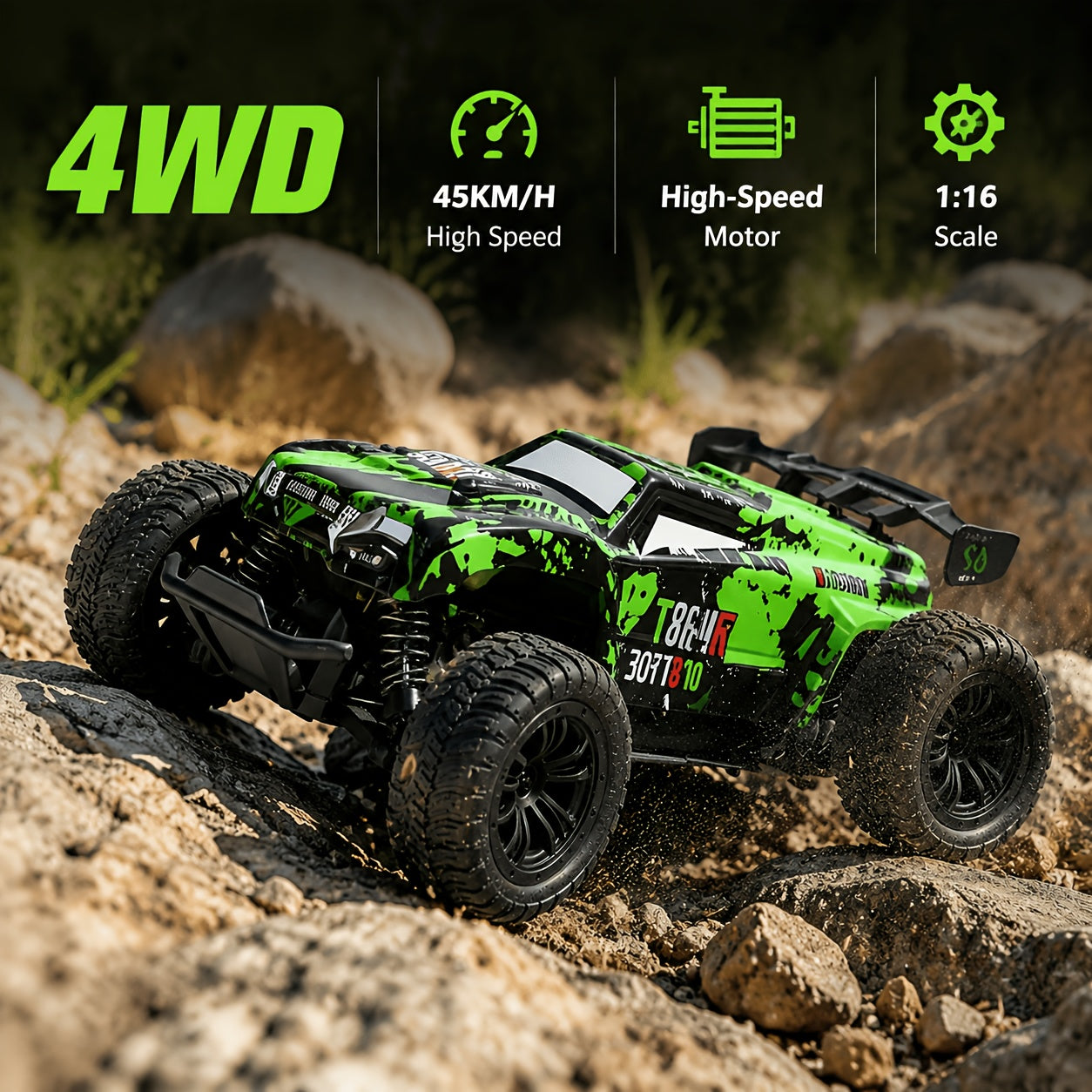 Off-road Toy Car, 2.4GHz Dual-drive Power Supply, All-terrain Off-road Vehicle, Sturdy And Durable Design, Anti-slip Tires, Suitable for Ages 3 And AboveBoy Toy Car, Interesting Toy Car Model - Birthday Gift, Easter Gift, Christmas GiftGift