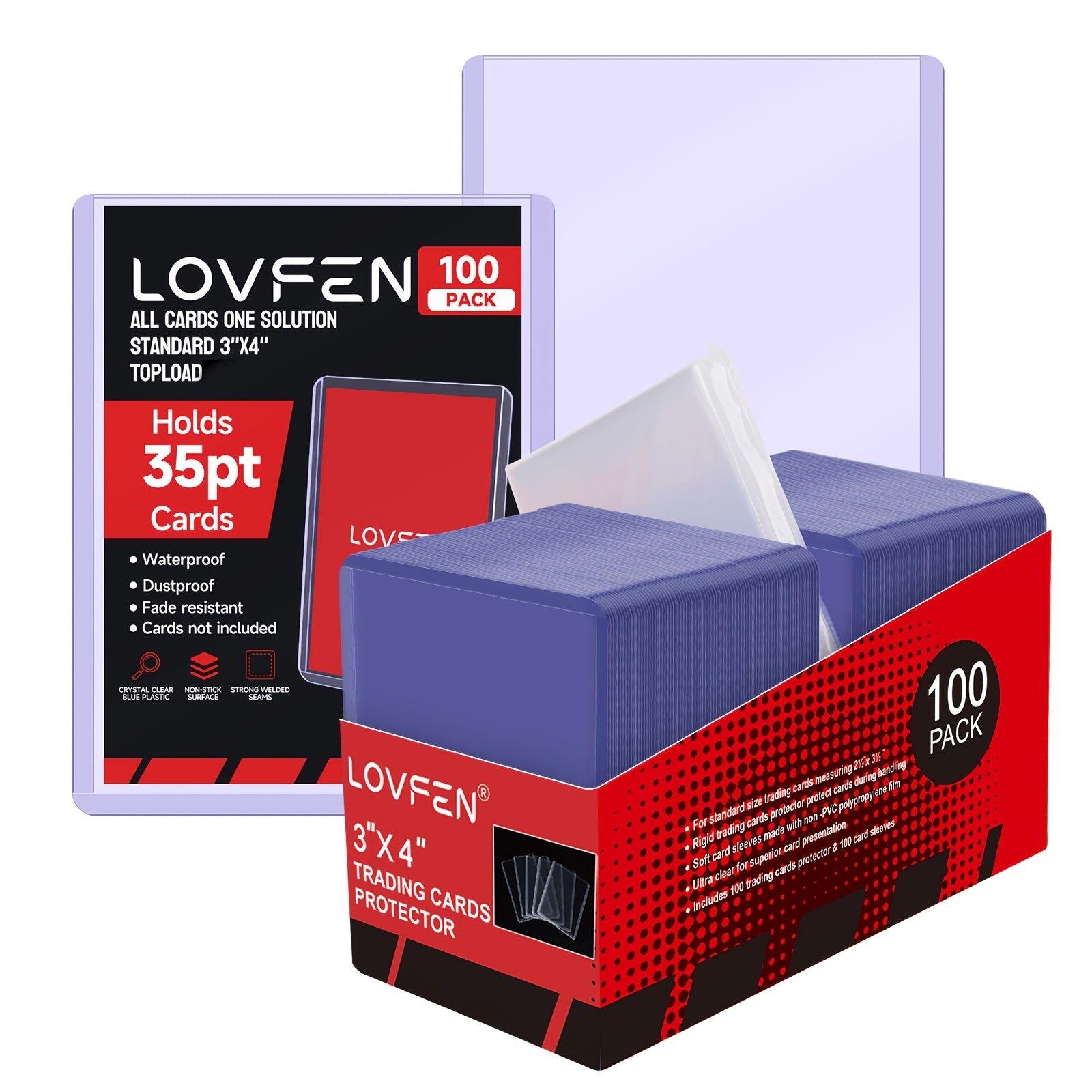 LOVFEN 100/200/500/1000/2000pcs Top-loading, Each Set Includes A Card Film And Card Sleeve, 35pt, 3-inch X 4-inch Coin Card Box, Suitable For Baseball And Soccer, Standard Trade Application, Suitable For Sports Cards And Collectible Cards - Durable