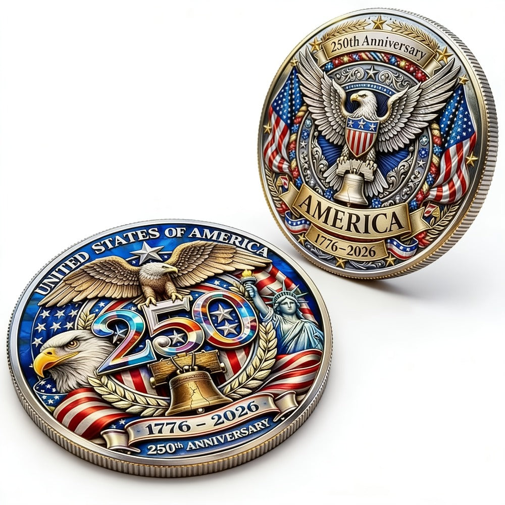 10 US 250Th Anniversary Coins - 1776 - 2026 Anniversary Coins - Collectible Commemorative Coins Featuring Dual Historical Patterns, Commemorative Gifts with a 250-Year History