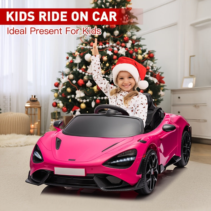 Kids Ride On Toy Car 12V Battery Powered Electric Vehicle, Ride On Toy for Children Christmas Gifts, with Hydraulic Doors, Parent Remote Control, LED Lights, MP3 Player, Smooth Start, 3 Speeds