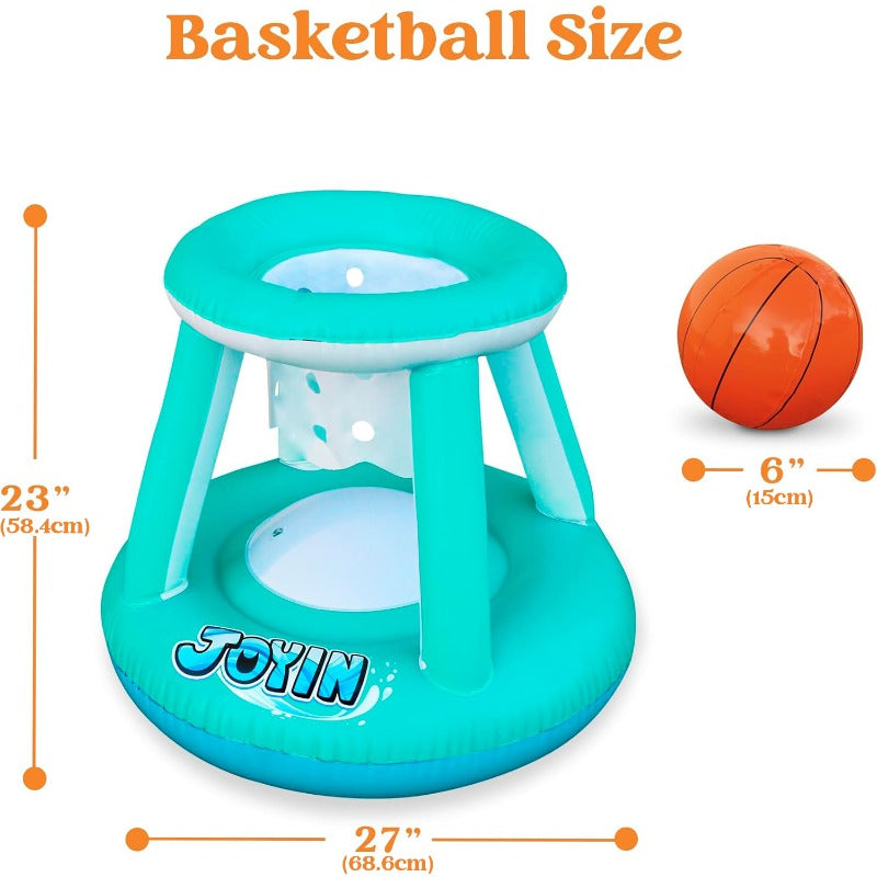 SYNCFUN Inflatable Pool Float Set Volleyball Net & Basketball Hoops, Floating Swimming Game Toy for Kids And Adults, Summer Floaties, Pool Party Games & Activities, Volleyball Court (105''x28''x35'') Basketball (27''x23''x27''), L-Blue