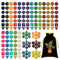 DND Double-Colors Polyhedral Dice Sets for Dungeons And Dragons D&D RPG MTG Table Games D4 D6 D8 D10 D% D12 D20 25 Colors Dice with 1 Large Flannel Bag, 25 X 7 (175pcs)