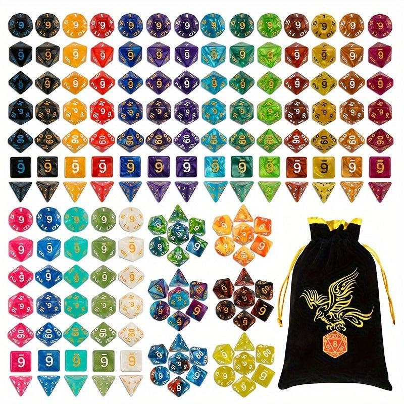 DND Double-Colors Polyhedral Dice Sets for Dungeons And Dragons D&D RPG MTG Table Games D4 D6 D8 D10 D% D12 D20 25 Colors Dice with 1 Large Flannel Bag, 25 X 7 (175pcs)
