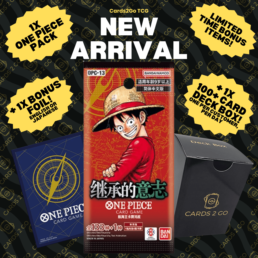 OnePiece Cards - One Piece Pack 1x SEALED AUTHENTIC OPC-13 (OP 13) Chinese + BONUS HOLOGRAPHIC CARD AND DECK BOX!