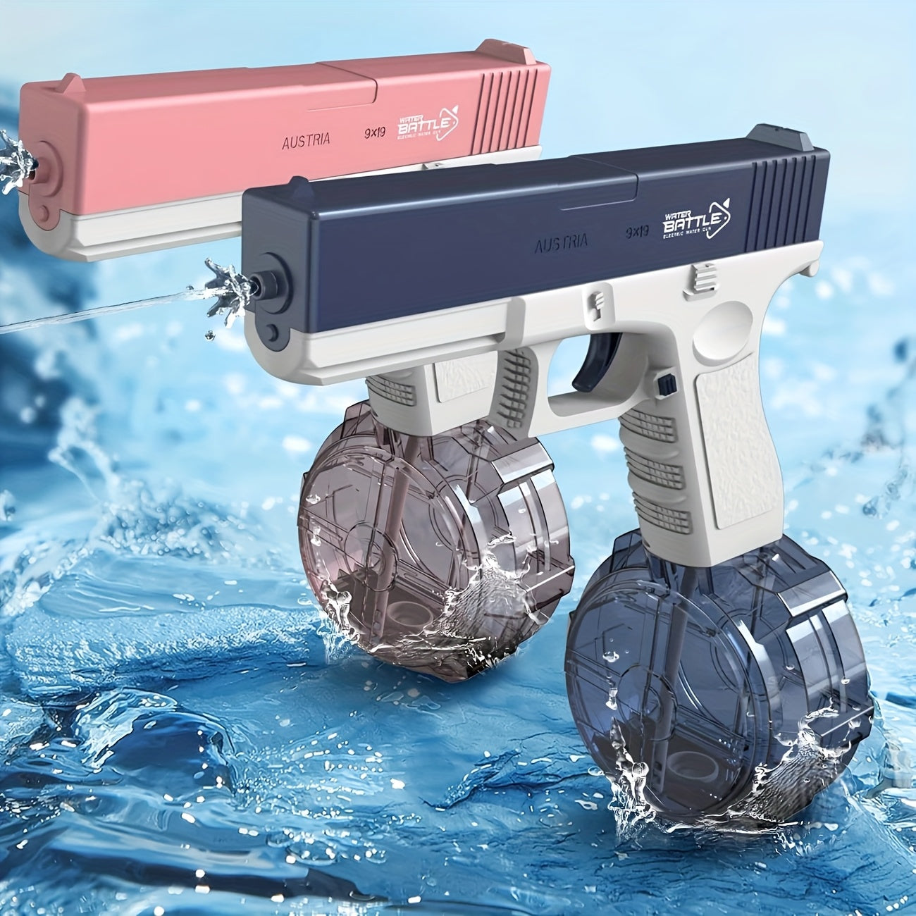Pink/blue High-capacity Automatic Water Gun - A Long-range, Durable Toy with Dual Magazines And An Ergonomic Grip, Perfect for Summer Swimming Pools And Outdoor Entertainment, A Toy Gun