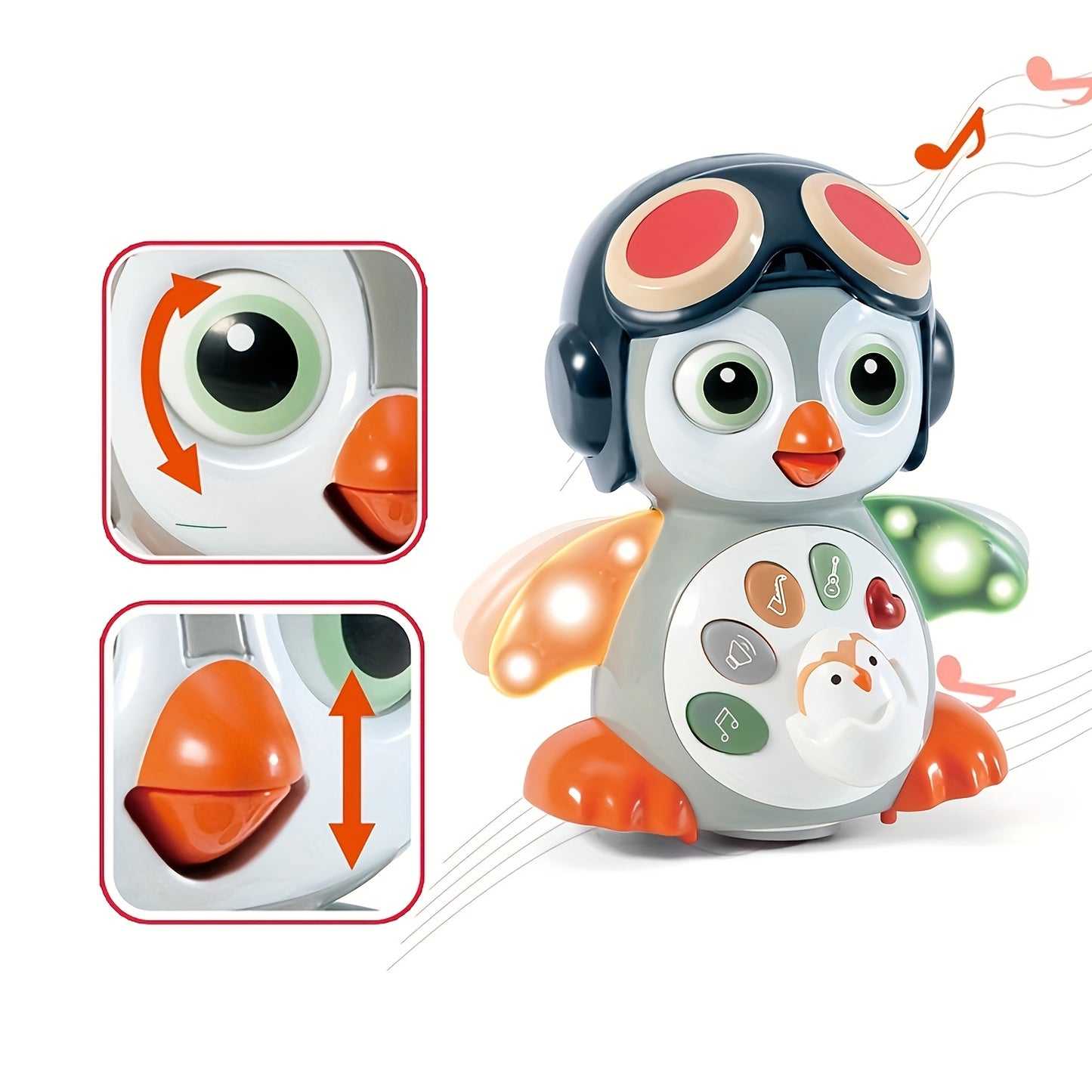 Baby Toys Penguin, Infant Musical Toys, Tummy Time Toys with Music & Lights, Light Up Learning Toys, Dancing Crawling Baby Toy, Baby Easter Basket Stuffers