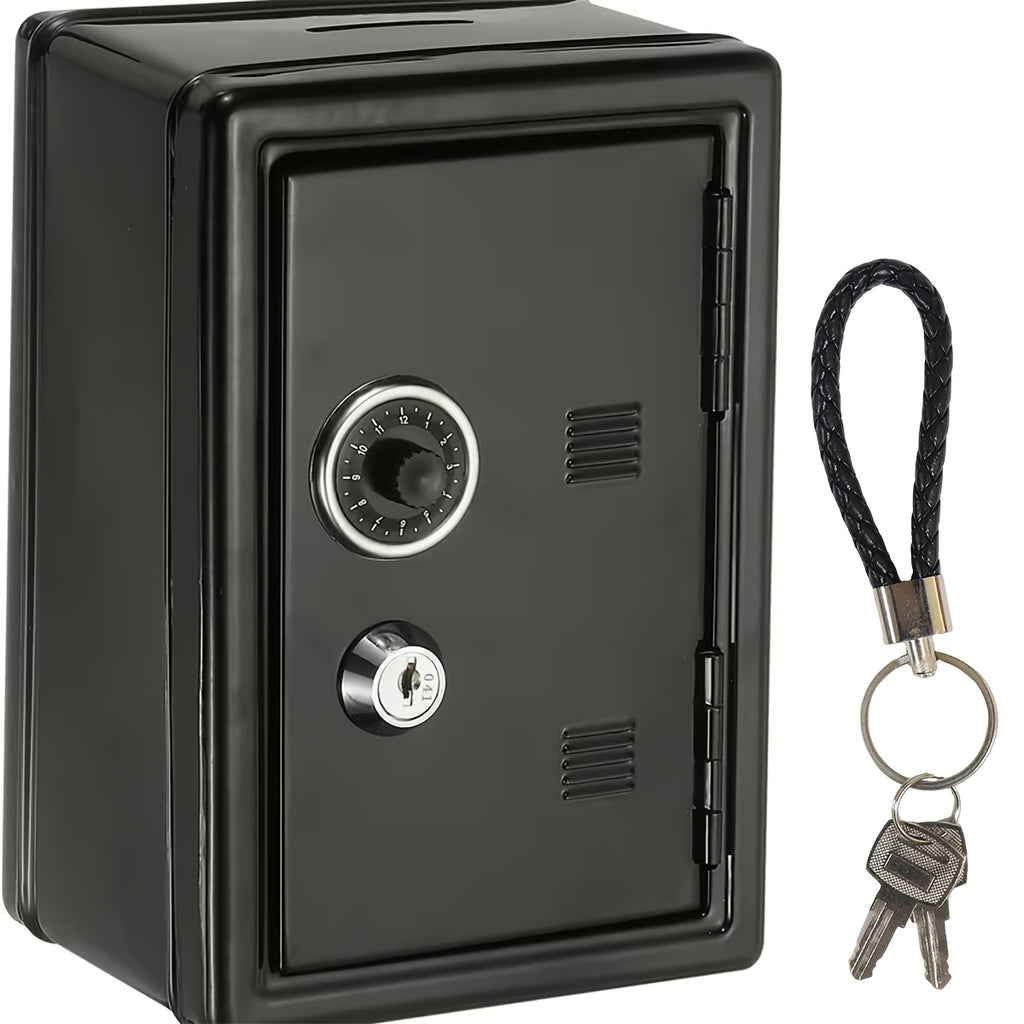 1pc Secure Metal Coin Bank, Cash Storage Box With Key And Combination Lock, Small Piggy Bank With Removable Drawer, With Ideal For Back To School, Halloween, Christmas, New Year Gifts