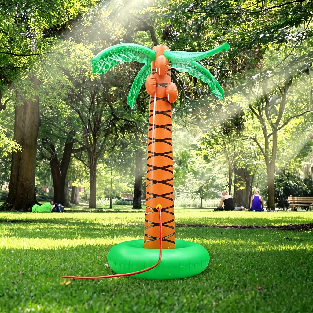Summer Toys, 61" Inflatable Palm Tree Backyard Sprinkler, Spray Water Pool Inflatable Sprinkler for Yard Outdoor Hawaiian Party Coconut Tree for Lawn Sprinkler for Backyard Beach Games, Beach Toys, Pool Toys for Kids, Pool Party, Water-Spraying Toys