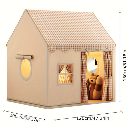 1 Indoor/ Outdoor Play Tent - Lovely Checked Cabin Style, Polyester, Perfect for Home Decor, Casual Entertainment and Role Playing Games. Perfect for Holiday Gifts, Holiday Decorations and Family Parties (Excluding Lights and Toys)