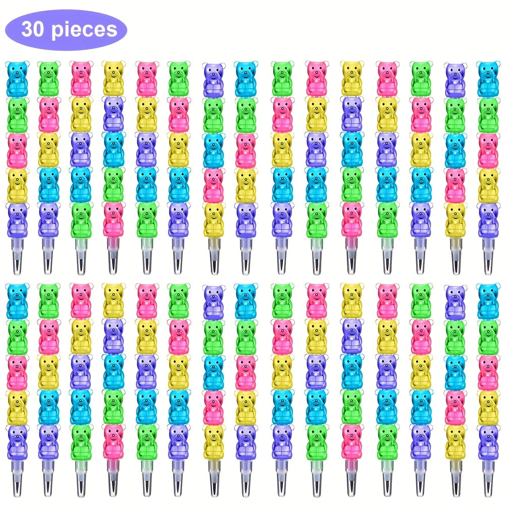 5 In 1 Stackable HB Pencils, Bear-Shaped Multicolor Pencils No Sharpening Needed, Perfect For Party Favors And School Supplies, 30pcs/59pcs
