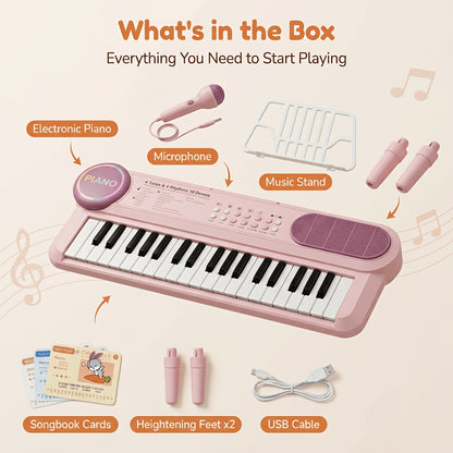 Electronic Organ 37-key Multi-functional Children's Toy Educational Instrument Set Microphone Piano, Birthday Gift for Boys And Girls