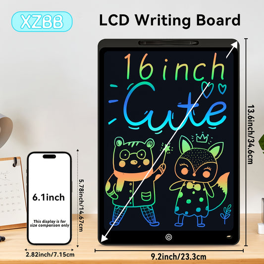 1pc 16" Colorful LCD Writing Tablet for Kids - Erasable And Reusable Drawing Pad for Kids, Educational Art And Craft Toy, Perfect Gift for Day, Christmas, Birthdays - Electronic Whiteboard