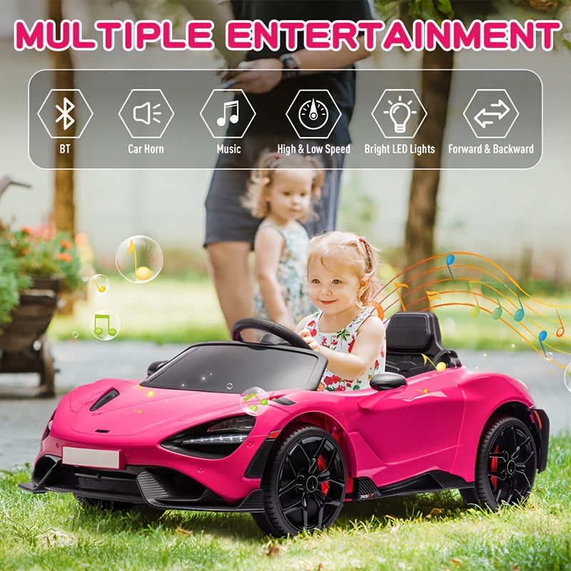 Kids Ride On Toy Car 12V Battery Powered Electric Vehicle, Ride On Toy for Children Christmas Gifts, with Hydraulic Doors, Parent Remote Control, LED Lights, MP3 Player, Smooth Start, 3 Speeds