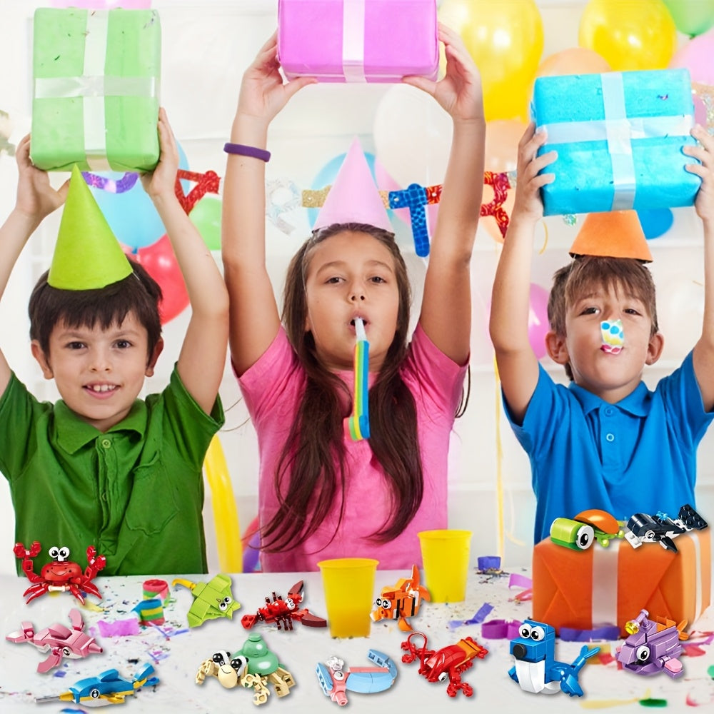 30pcs Pack Ocean Building Blocks Toys Suitable for Kids, Boys & Girls - Mini Marine-Themed Bricks with Blocks, Building Set for Birthday Party Favors, Classroom Prizes, Stocking Stuffers & Goodie Fillers