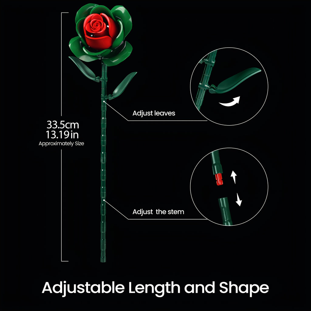 Rose and Lily Artificial Flower Decoration DIY Building Block Bouquet Toy Set, Girls' Birthday Gift, Mother's Day Gift, Rose Bouquet, Artificial Flower, Healing Flower Series Bouquet, Suitable for Desktop Decoration Flowers