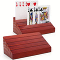 2Pcs Playing Card Holder Wooden Hands Free Cards Holder Rack Organization 4 Slots Durable