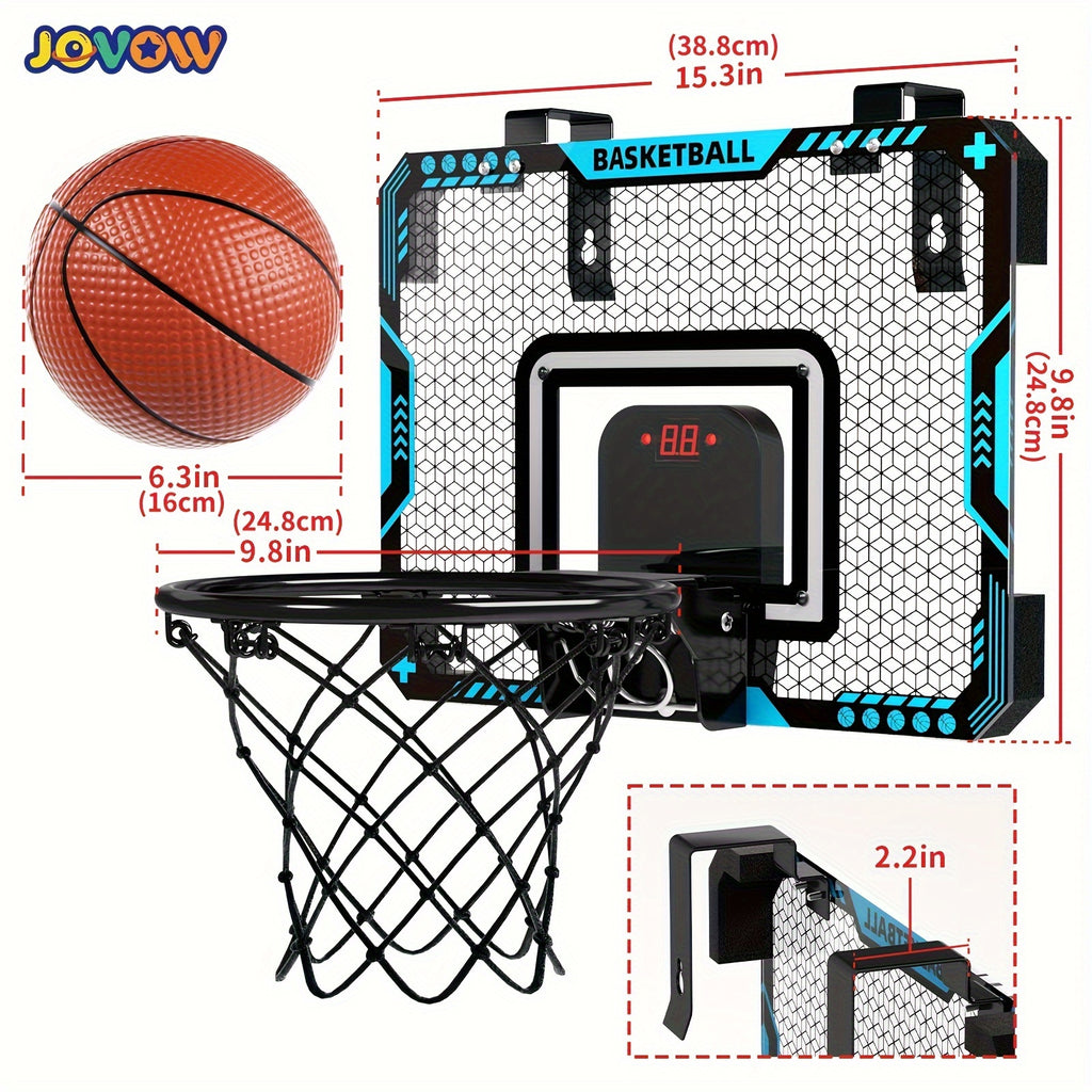 Jovow Basketball Stand Set, Door Basketball Hoop, Suitable for Indoor And Outdoor Play, Features LED Lights And an Electronic Scoreboard, Includes 4 Basketballs, Perfect for Birthday And Christmas Gifts