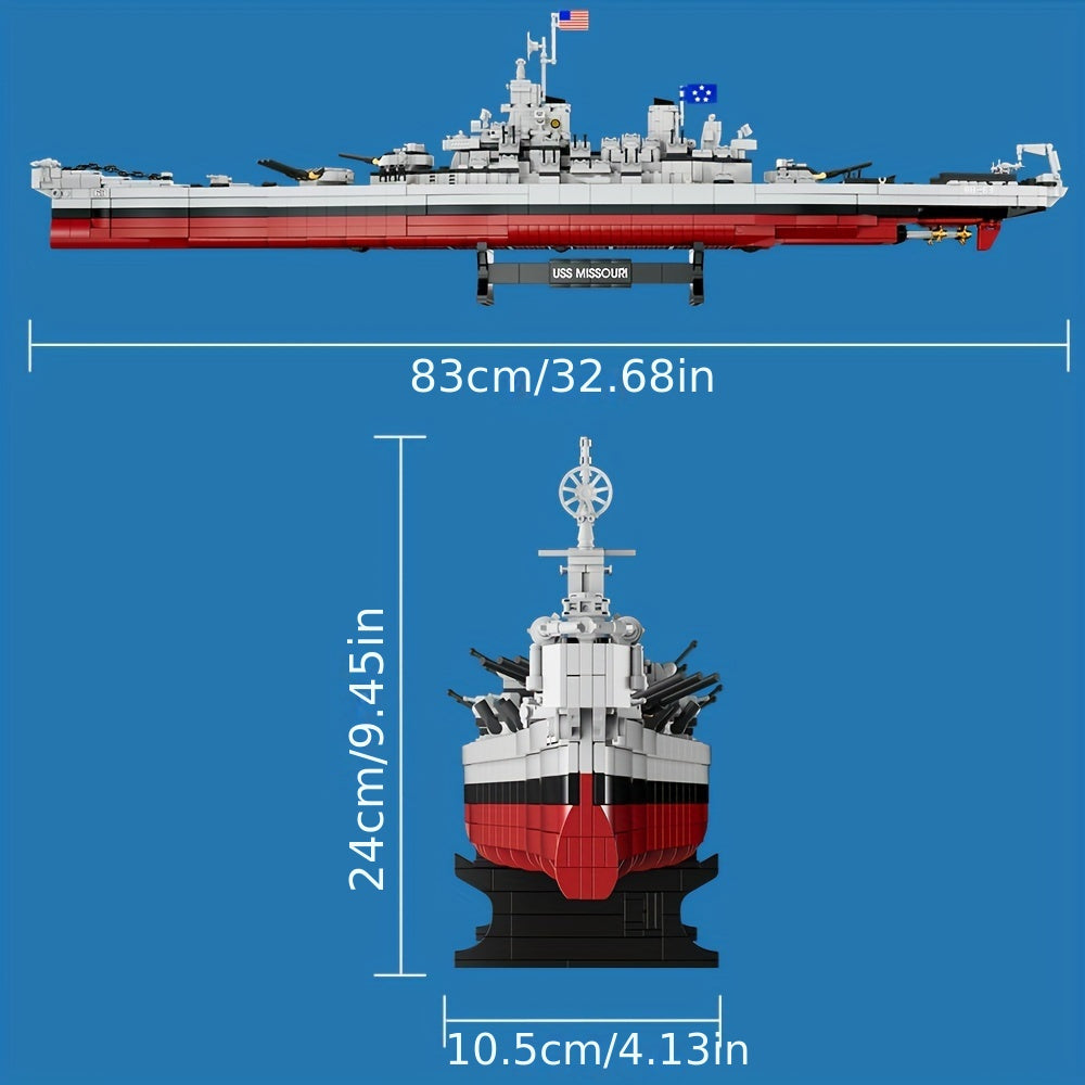 2228pcs, USS Missouri Battleship Construction Kit Building Block Set, Military Series Historical Warship Model, Adult Collection Display, Hobbyist Gift, FC4203