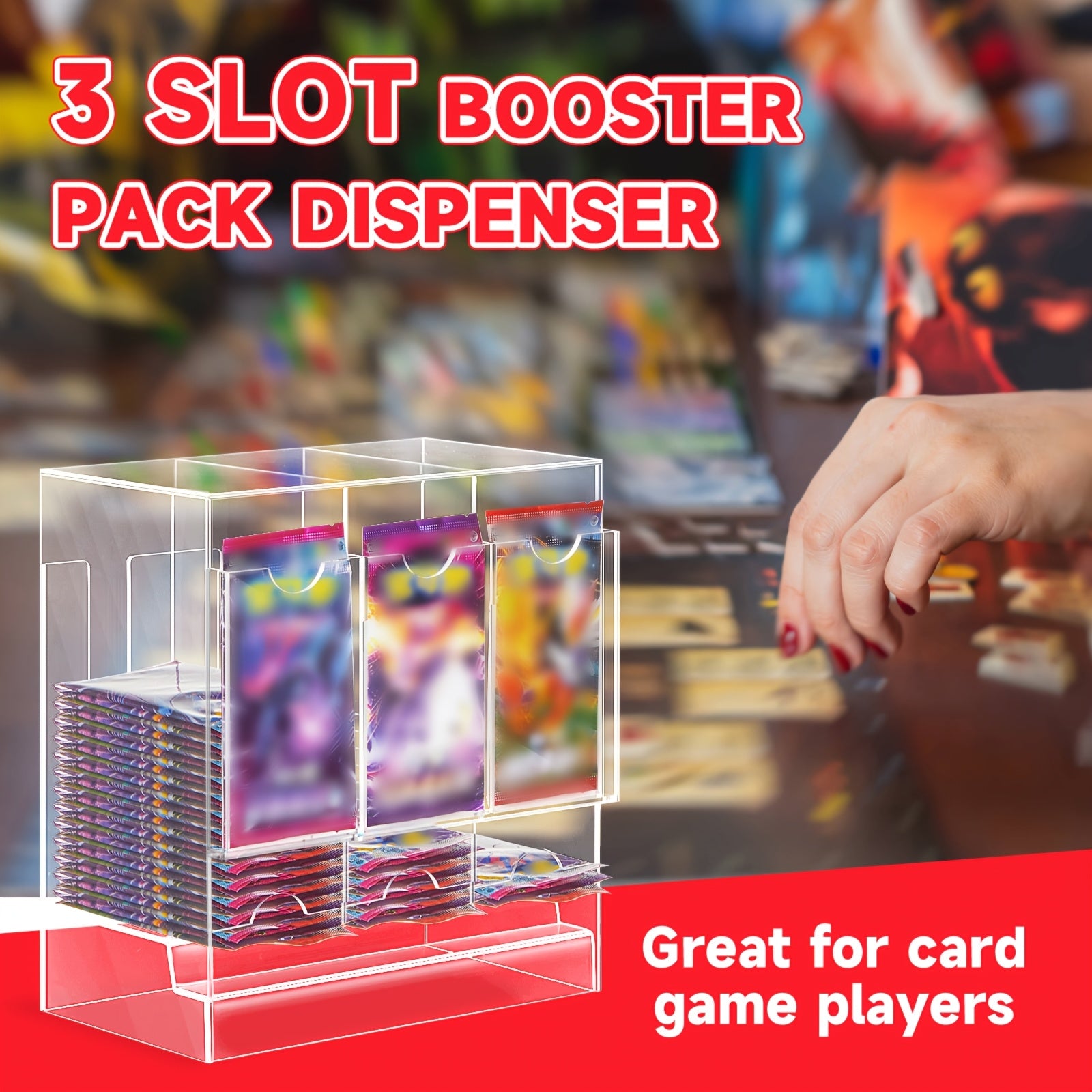 Acrylic Booster Pack Dispenser, Card Dispenser Storage And Organizer, For Trading Card, Booster Packs, Sports & More(3 Slots)