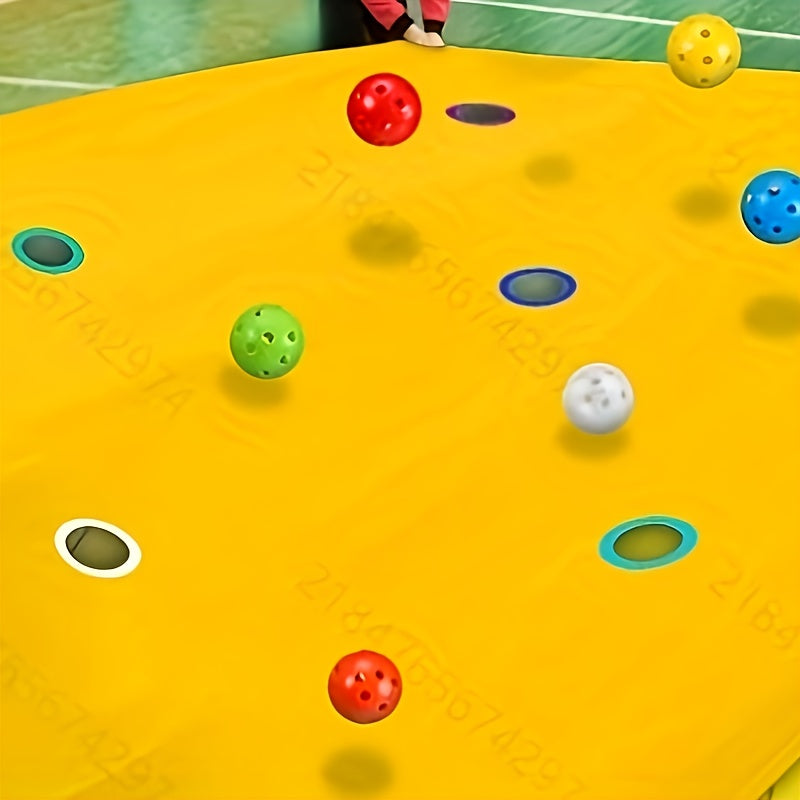 Yellow Hole Tarp for team Building Game 98 X 70 Inch Learning Fun for team Building Games For Work With 8pcs for team Building Ball For Teamwork Group