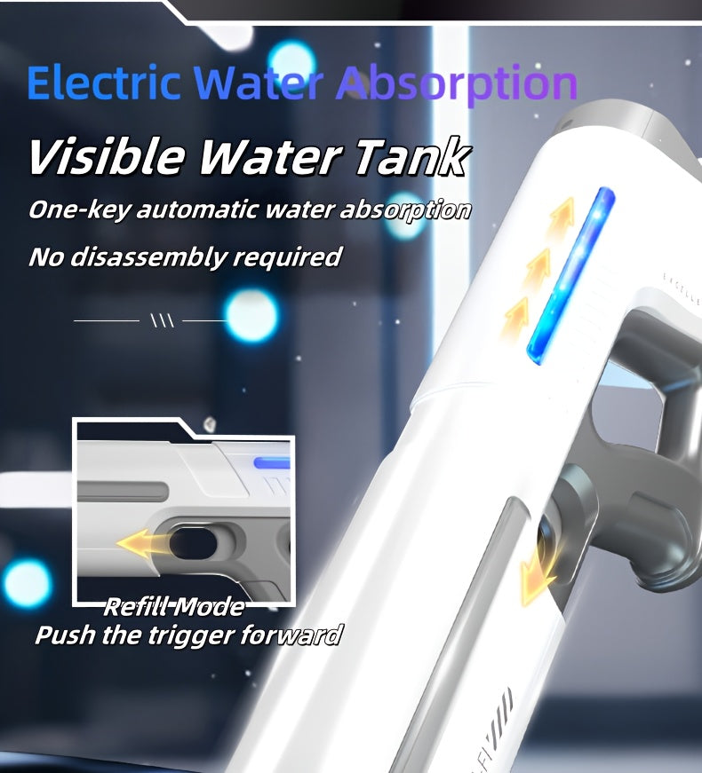 Auto-Fill Electric Water Gun, Pulse Jet Squirt Gun with LED Light Show, 40ft Long Range Rapid-Fire Water Blaster, USB Rechargeable Large Tank Waterguns for Kids & Adults, Adult Water Gun for Pool Beach Backyard