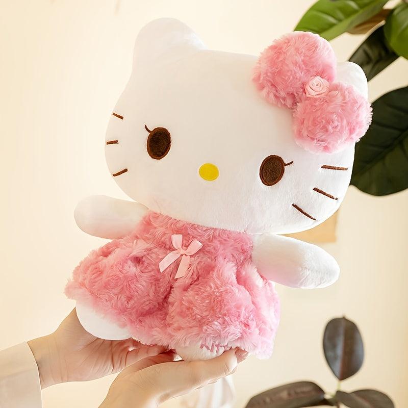 (Authorised) 1pc Sanrio Kawaii Hello Kitty Pink Rose Dress Bow Plush Toy Soft And Cute Suitable for Birthday Gifts Christmas Gifts And Other Holiday Surprise Gifts