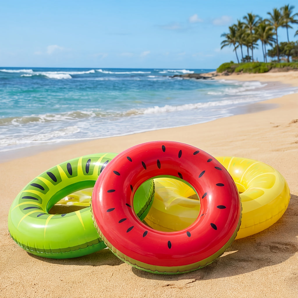Glitter Donut Pool Float 32.5'' (3-Pack), Inflatable Swim Ring, Fun Balloon Ring Toy for Summer Pool Party And Donut Party Supplies