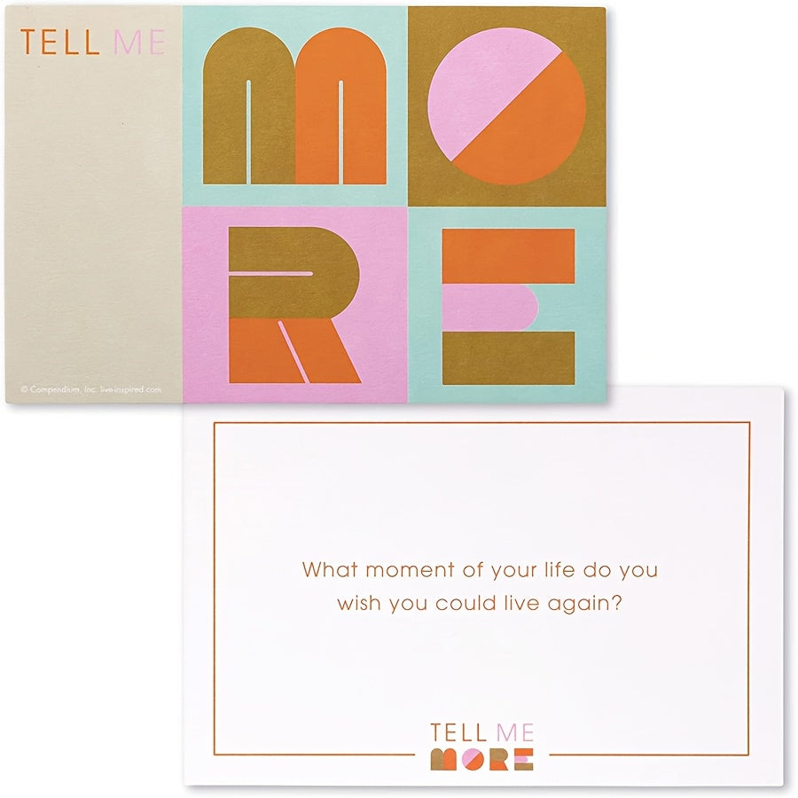 Tell Me More: The Card Game of Questions for Deep Connection - 52 Fun & Stimulating Conversation Starters for Couples, Family, and Friends - Perfect for Game Nights, Dinners, and Intergenerational Gatherings
