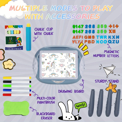[Portable Toy Gift] Kids Magnetic Drawing Board, Double Sided Doodle Board Toy - with Teaching Supplies And Drawing Additions - Portable, Space Saving Design, Toy Gift for Boys And Girls