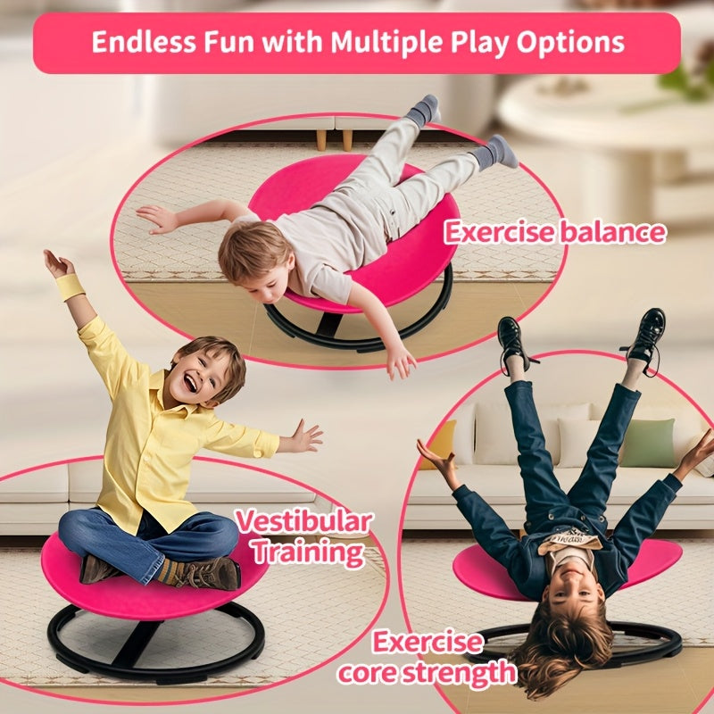 Autism Spinning Chair for Kids, Sturdy Sit & Spin, Motor Skills Trainer, Therapeutic Sensory Play, Indoor/Outdoor Use, Pink/Red/Blue, for ADHD & Sensory Processing Disorder, 3+ Years