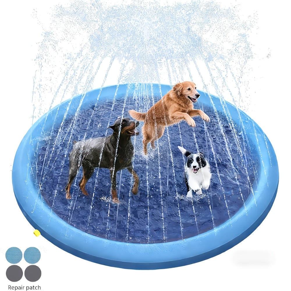 Extra Thick Splash Pad for Large Dogs, 0.6Mm Non-Slip Durable Dog Sprinkler Pool & Cooling Mat, Heavy Duty Summer Outdoor Water Play Fountain for Jumbo Breeds