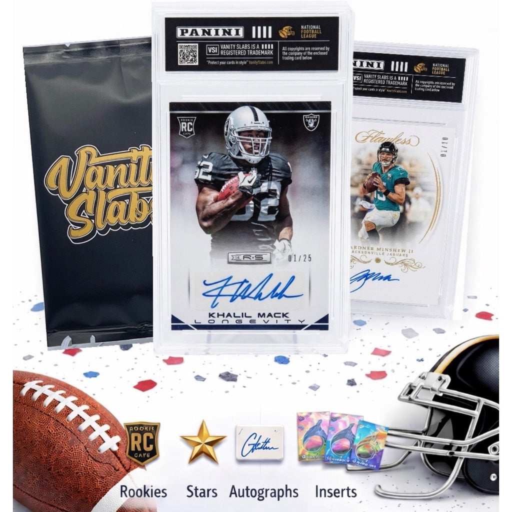 Panini Football Mystery Hit Slab – Slabbed Football Card in Premium Display Case | Rookies, Stars, Autographs or Inserts Guaranteed! | Perfect Gift for Kids & Collectors