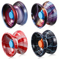 [4pcs Yoyo Ball] 4pcs Yoyo Alloy Responsive Ball, Metal Yoyo String Trick Ball for Beginners, Boys, Adult Players Auto Return Technology Ball (Multi Style)