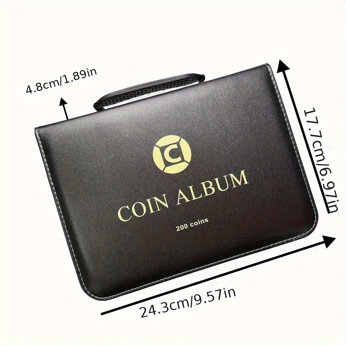 Zipper And Handle 200/320 Pocket Coin Collection Book -with 10/20 Pages A Black Storage Book Suitable for Displaying And Organizing Currency And Commemorative Coins, Coin Storage Book, Suitable for 20/25/27/30mm Coins
