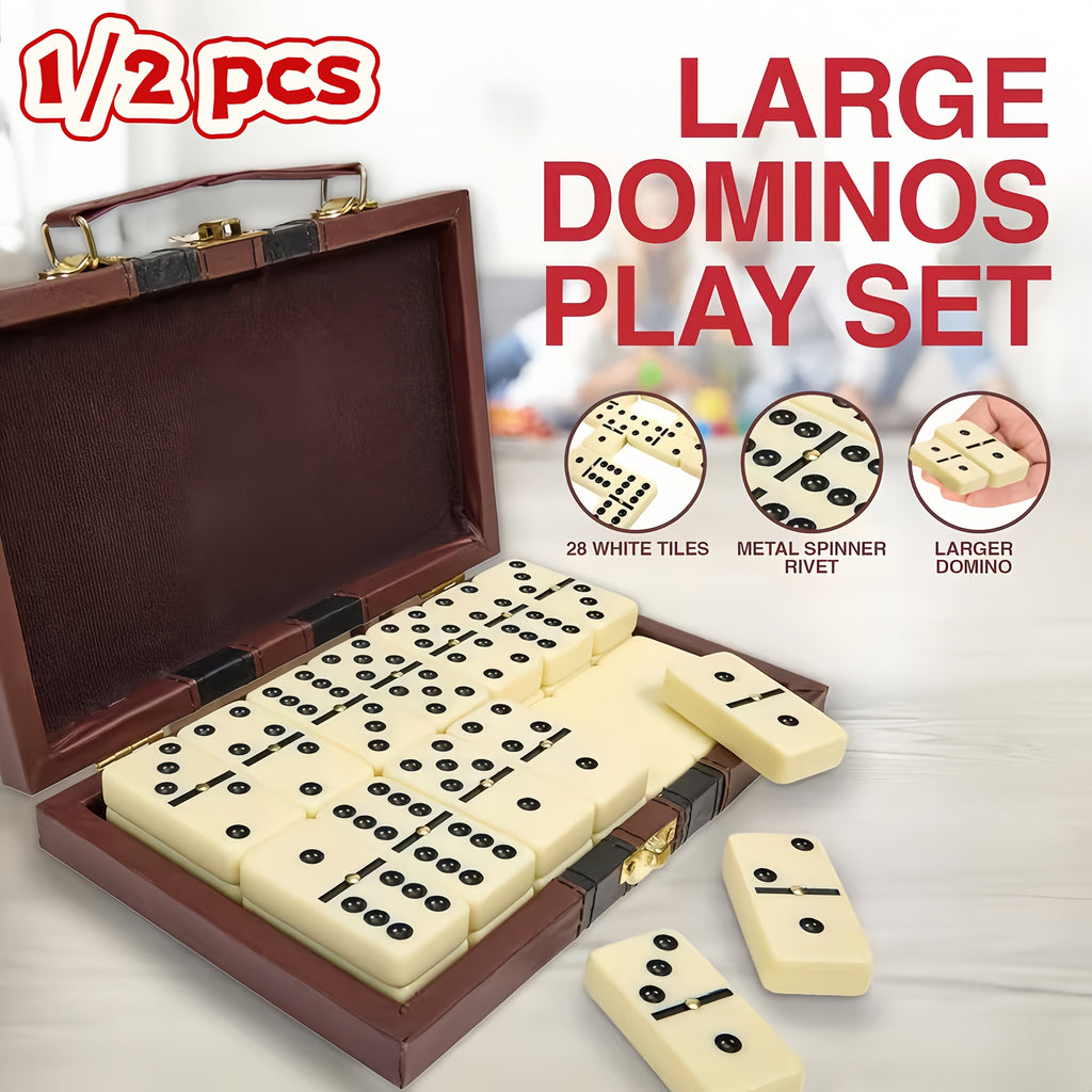 1/2pcs Classic Black Domino Set with 28 Classic Black Dominos, with Case Perfect Holiday Present for Family & Friends, Portable Design for Family And Party Games | Elegant Packaging with Premium Graphics, Ideal for Thanksgiving, Halloween, Christmas